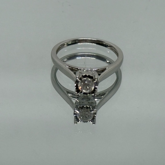 10k White gold & 1/2 CT Diamond Engagement Ring 2.58 g - Picture 2 of 4